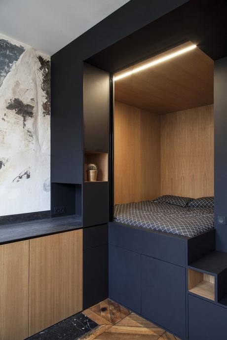 Boîte noire multifonctions design details bois chambre lit cuisine ouverte - blog déco - clemaroundthecorner