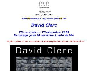 Galerie GNG  exposition DAVID CLERC  26 Novembre-28 Décembre 2019