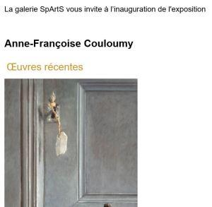 Galerie SPARTS  exposition Anne-Françoise Couloumy  Oeuvres récentes – à partir du 21 11 2019