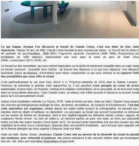 Galerie Lazarew   exposition Claude COMO « Gaia-Origines » 22 Novembre au 11 Janvier 2020