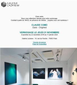 Galerie Lazarew exposition Claude COMO « Gaia-Origines » 22 Novembre au 11 Janvier 2020 Galerie Lazarew exposition Claude COMO « Gaia-Origines » 22 Novembre au 11 Janvier 2020