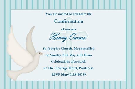 Personalised Confirmation Invitations Boy New Design 1