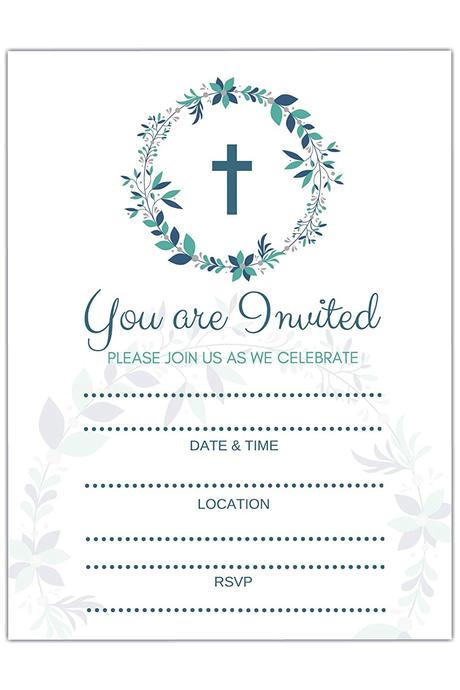 25 Religious Invitations – Boys or Girls -, Fill in Blank Cards Invites - Baptism, Confirmation, Holy Communion, Christening, Reconciliation, Baby ...
