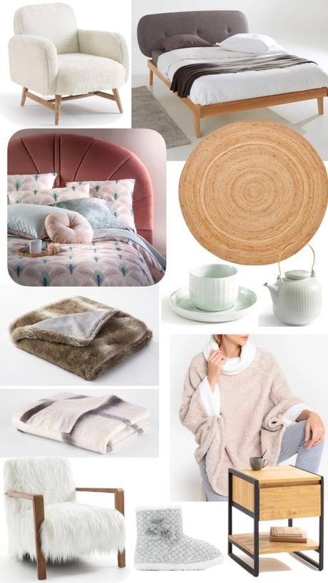 chambre cosy hygge plaid fauteuil fausse fourrure style scandinave pijama poncho polaire