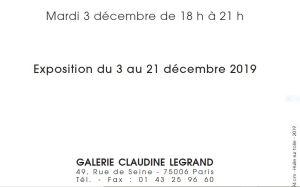 Galerie Claudine LEGRAND  exposition Ramzi GHOTBALDIN  -3/21 Décembre 2019
