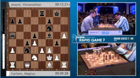 La rencontre de la ronde 7 du rapide a vu Magnus Carlsen battre Vishy Anand - capture vidĂŠo Ă‰checs & StratĂŠgie