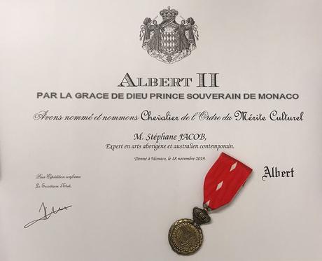 L'ordre du mérite culturel de Monaco remis à Stéphane Jacob-Langevin AM, expert en art aborigène