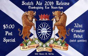 News bière – Big Ditch Stoutsgiving, Soirées de la brasserie Eve Thanksgiving, Flying Bison, libération de la bière écossaise, 12 portes de Noël, chute de pression, 2ème anniversaire |
 – Mousse de bière