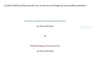 Exposition A-SUN WU et Paloma CHANG Galeries VALLOIS à partir du 5 Décembre 2019 Exposition A-SUN WU et Paloma CHANG Galeries VALLOIS à partir du 5 Décembre 2019