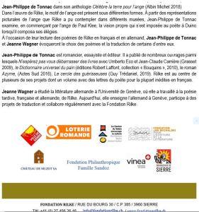 « Célèbre la terre pour l’Ange »  Samedi 7 Décembre 2019  » Fondation R.M. RILKE3