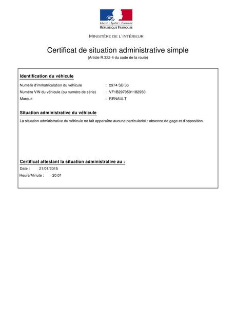 Route occasion: Telecharger le certificat de non gage