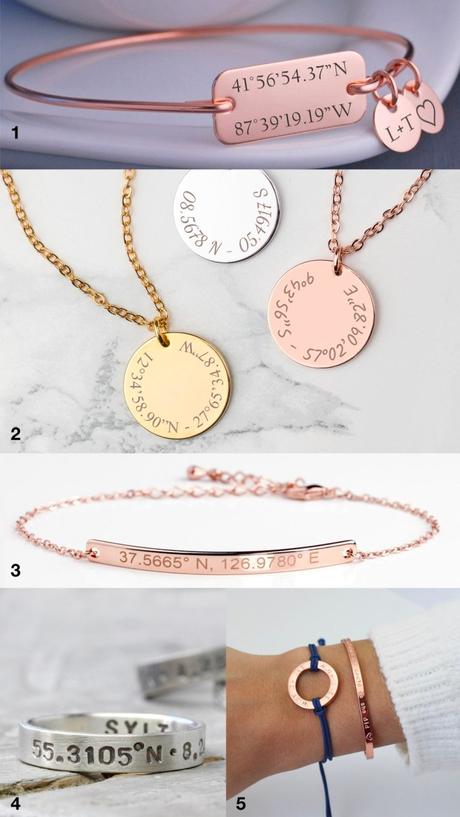 bijou bracelet coordonnées gps souvenir cadeau mariage amour or rose