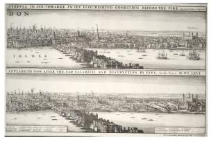 Wenceslas Hollar 1666 B Londres avant et après le Grand Incendie