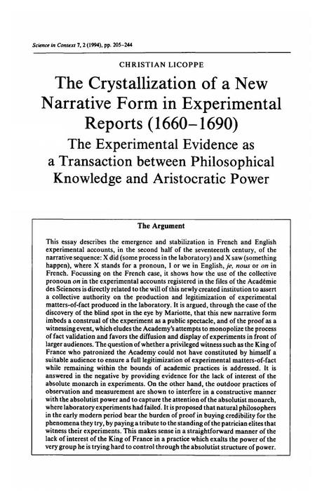 The Crystallization of a New Narrative Form in Experimental ...