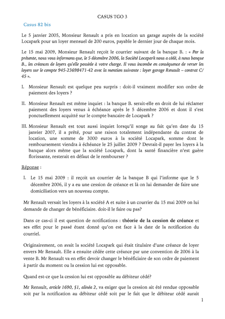 article 1690 Casus TGO 3 - Droit des obligations et des contrats - ULiège ...