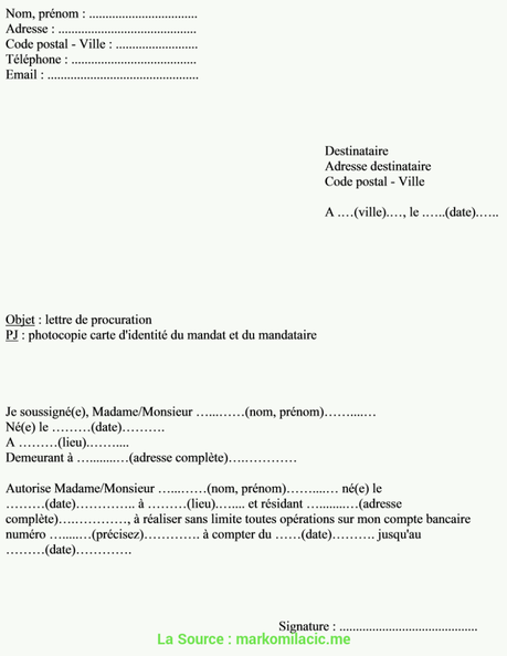 Haut Exemple Lettre Procuration Poste Modele De Procuration ...