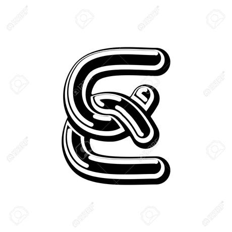 Lettre police E Celtic. norse médiévale ABC ornement. manuscrits traditionnels ancien alphabet