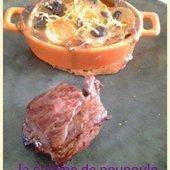 Faux filet de boeuf au gratin dauphinois de champignons - La cuisine de poupoule