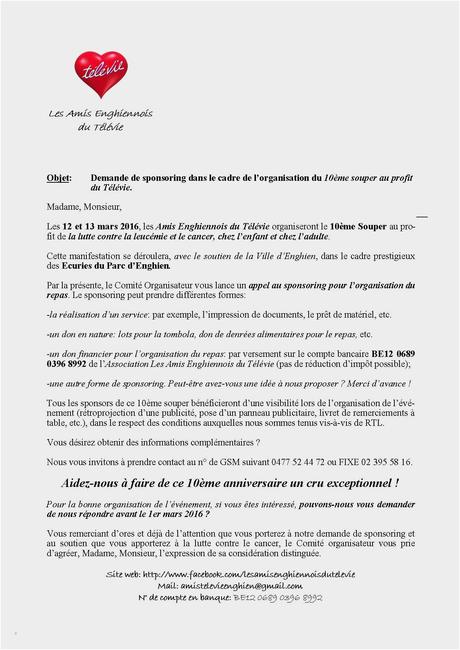 Lettre De Remerciement Sponsor Fabuleux Lettre De Demande De ...