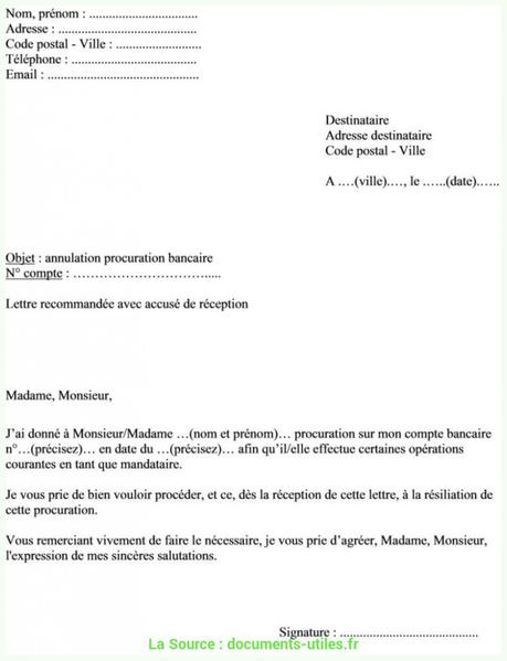 model de procuration - Modele et exemple de lettre