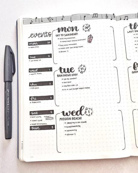 comment faire un bullet journal tracker planning noir et blanc stylos feutres crayons - blog déco - clem around the corner
