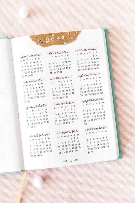 comment faire un bullet journal planning annuel idée calligraphie astuce organisation - blog déco - clem around the corner