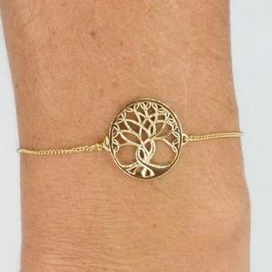 bracelet porte bonheur, arbre de vie en or