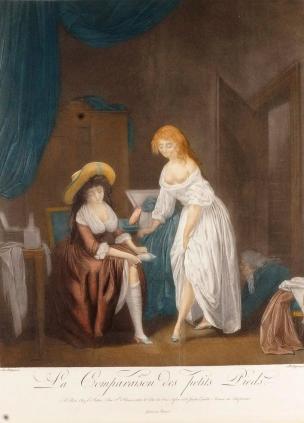 Boilly 1791 C1 La Comparaison des petits pieds gravure de Chaponnier
