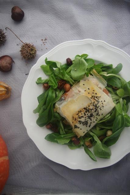 Cuillère et saladier : Feuilletés courge-châtaignes
