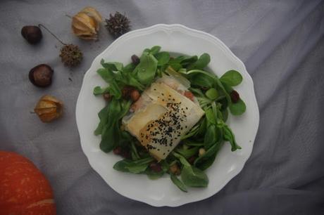 Cuillère et saladier : Feuilletés courge-châtaignes