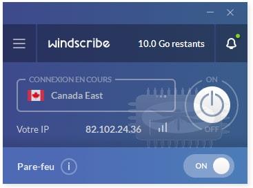 Windscribe - un client VPN gratuit avec 10 Go de données par mois