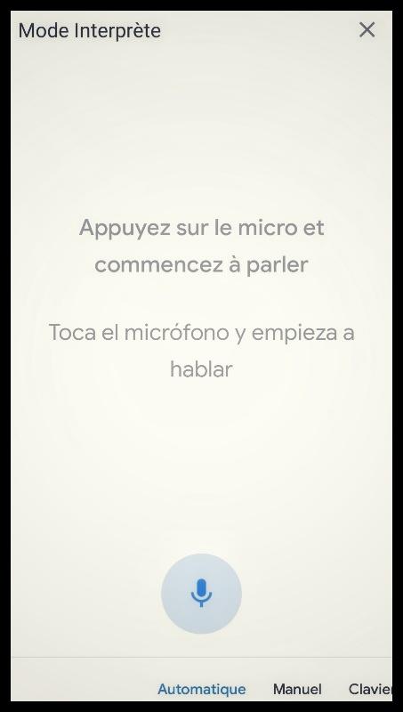 Photo écran de l'interprète sur mon smartphone