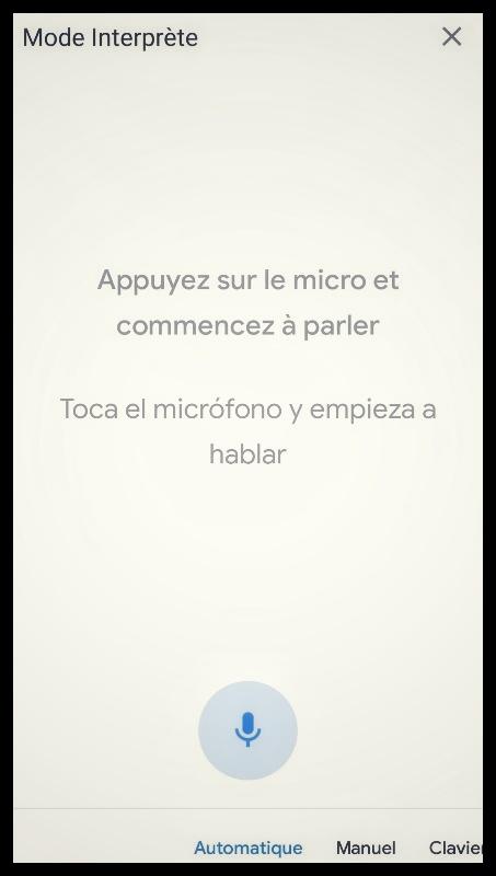 Photo écran de l'interprète sur mon smartphone