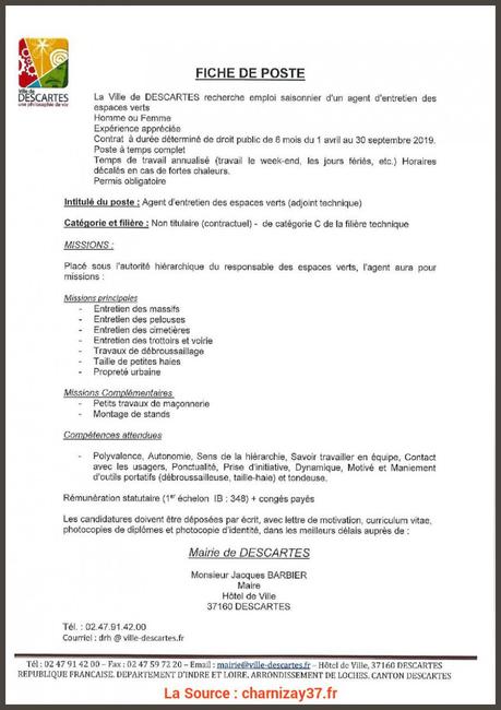 Complexe Repostuler Pour Un Emploi Saisonnier Lettre De ...