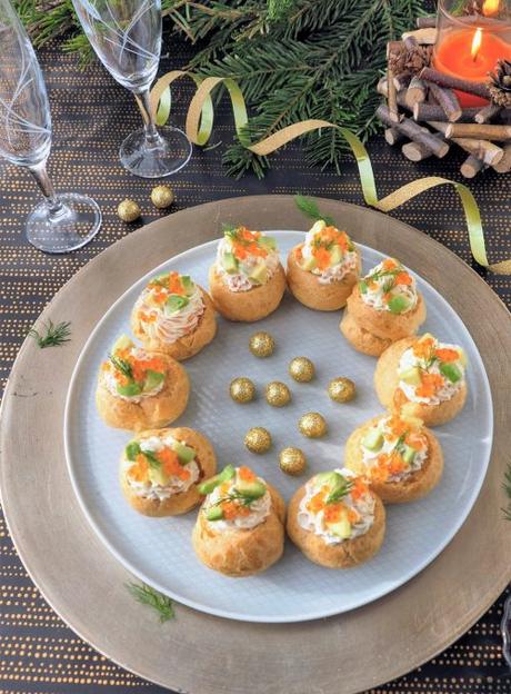 Petits choux apéritif à la truite fumée