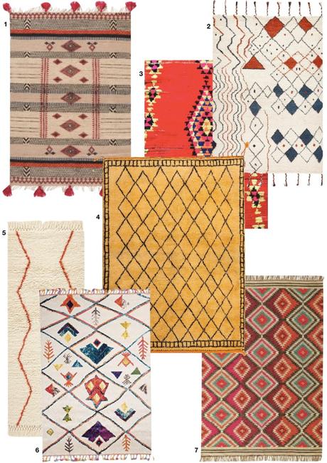 tapis coloré ethnique rouge jaune laine blog déco