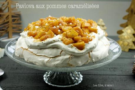 Pavlova aux pommes caramélisées