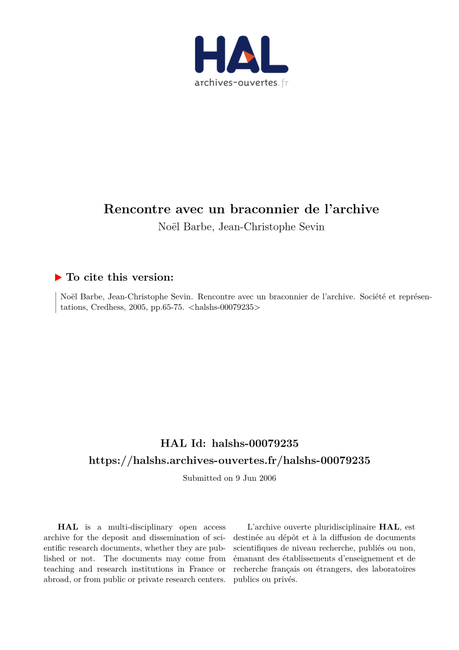 PDF) Rencontre avec un braconnier de l'archive