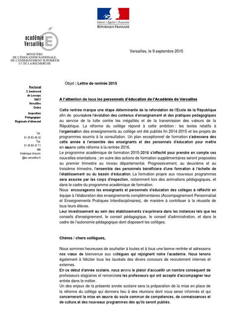 lettre rectorat Lettre de rentrée - IPR d'allemand, Versailles by Katrin ...