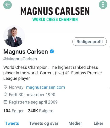 Magnus Carlsen n°1 mondial des échecs et du Fantasy Premier League