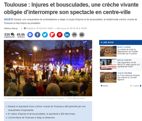 Crèche de Noël sous influence (de l'Opus Déï) à Toulouse : le combat pour la laïcité, c'est toujours pour les autres ou bien ?