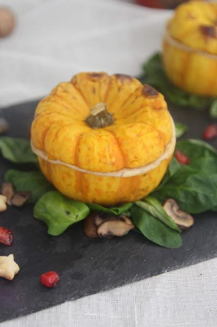 Cuillère et saladier : Courge en cocotte lutée aux champignons (Noël végétarien)