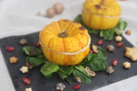 Cuillère et saladier : Courge en cocotte lutée aux champignons (Noël végétarien)