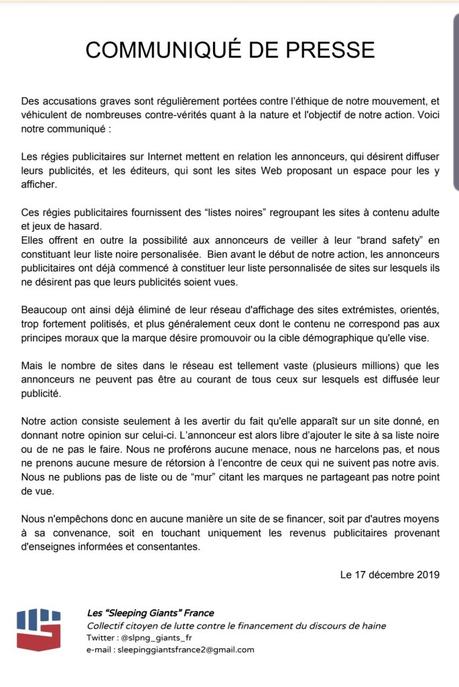 réponse personnelle d'un Sleeping Giant à @LeSEPM et @Valeurs  : Informer n'est pas censurer. STOP au business de la haine !