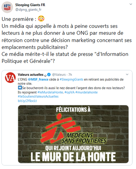 réponse personnelle d'un Sleeping Giant à @LeSEPM et @Valeurs  : Informer n'est pas censurer. STOP au business de la haine !