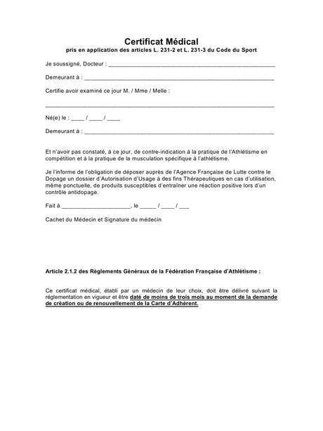 ANNEXE – CERTIFICAT MEDICAL par anne chemineau - Fichier PDF