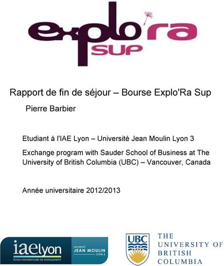 Rapport de fin de séjour Bourse Explo'Ra Sup - PDF ...