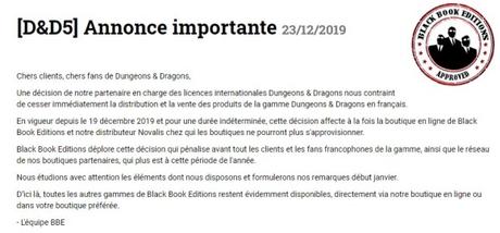 Black Book Edition n'a plus la licence D&D 5