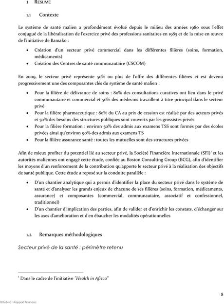 Etude sur le secteur privé de la santé au Mali - PDF Free ...