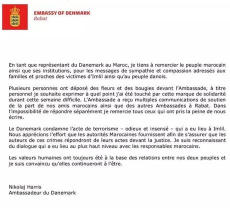 Lettre de remerciement de Son Excellence l'Ambassadeur du ...